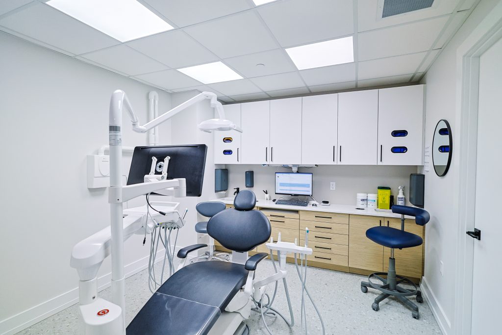The inside of a dental office.