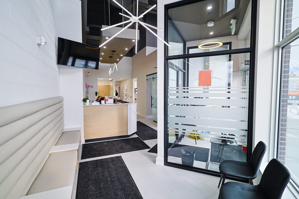 The inside of a dental office.
